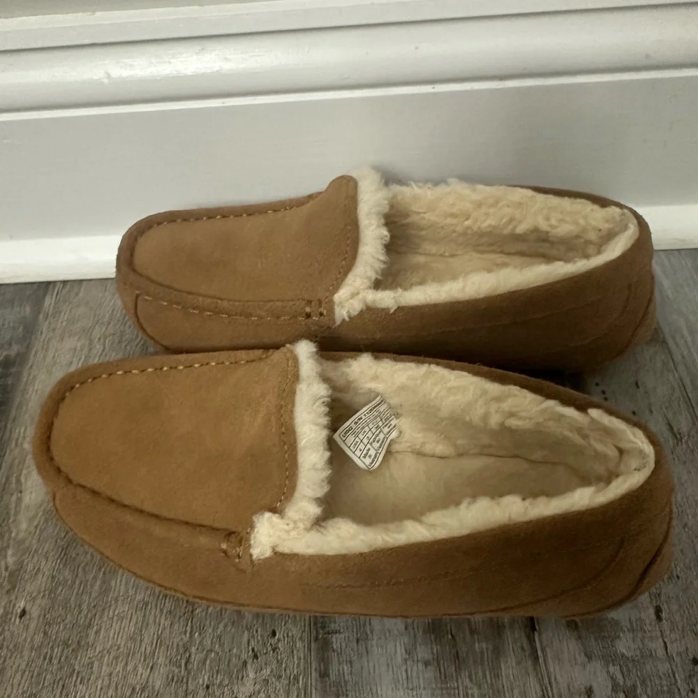 UGG Kids Tan Moccasins with Cream Lining